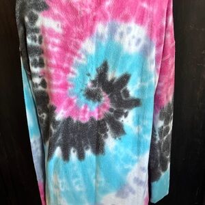 Chaser Crewneck SWIRL Pullover Sweatshirt 1X NWT pink turquoise black creme
